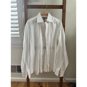 THOMAS PINK Men's White Comfort Stretch Plain Poplin Dress Shirt SIZE 17 (43CM)